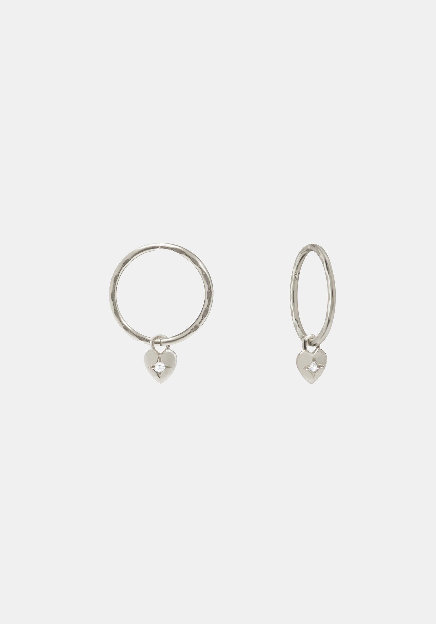 Mini Heart Hoops - Silver
