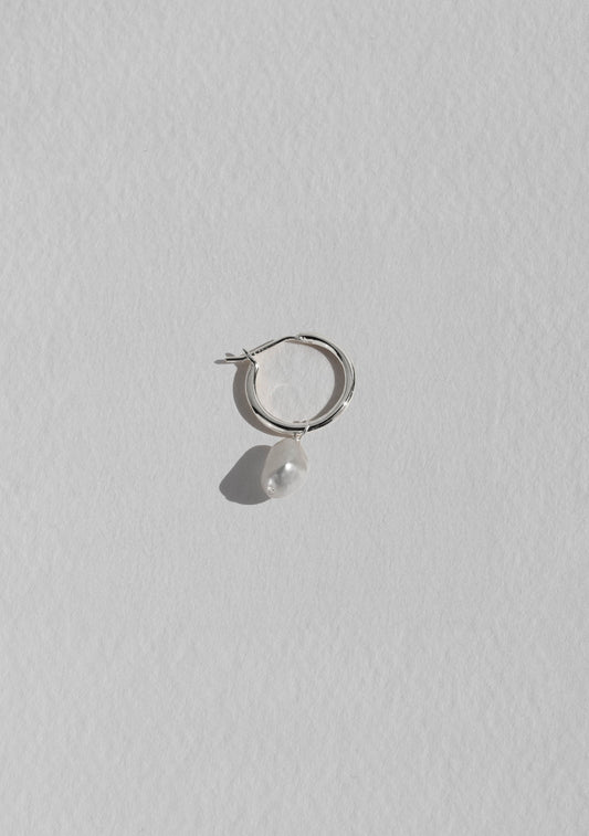Mini Keshi Pearl Hoop - Single - Silver