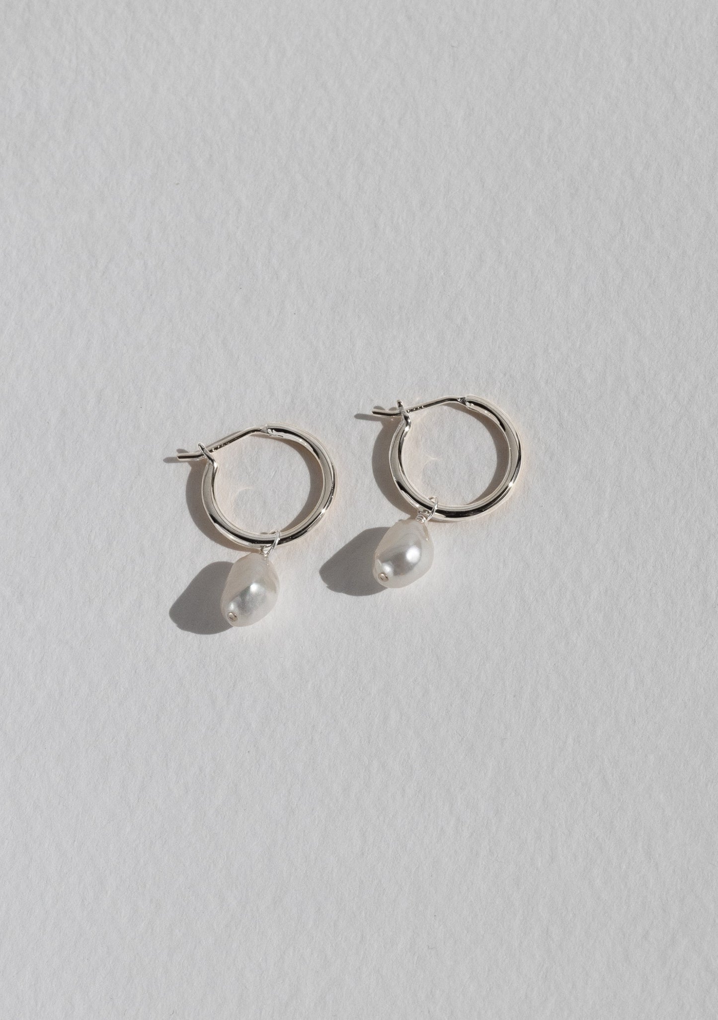 Mini Keshi Pearl Hoops - Silver