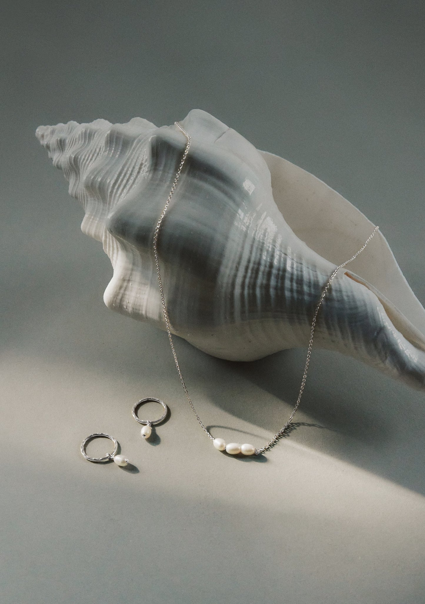 Mini Pearl Hoops - Silver