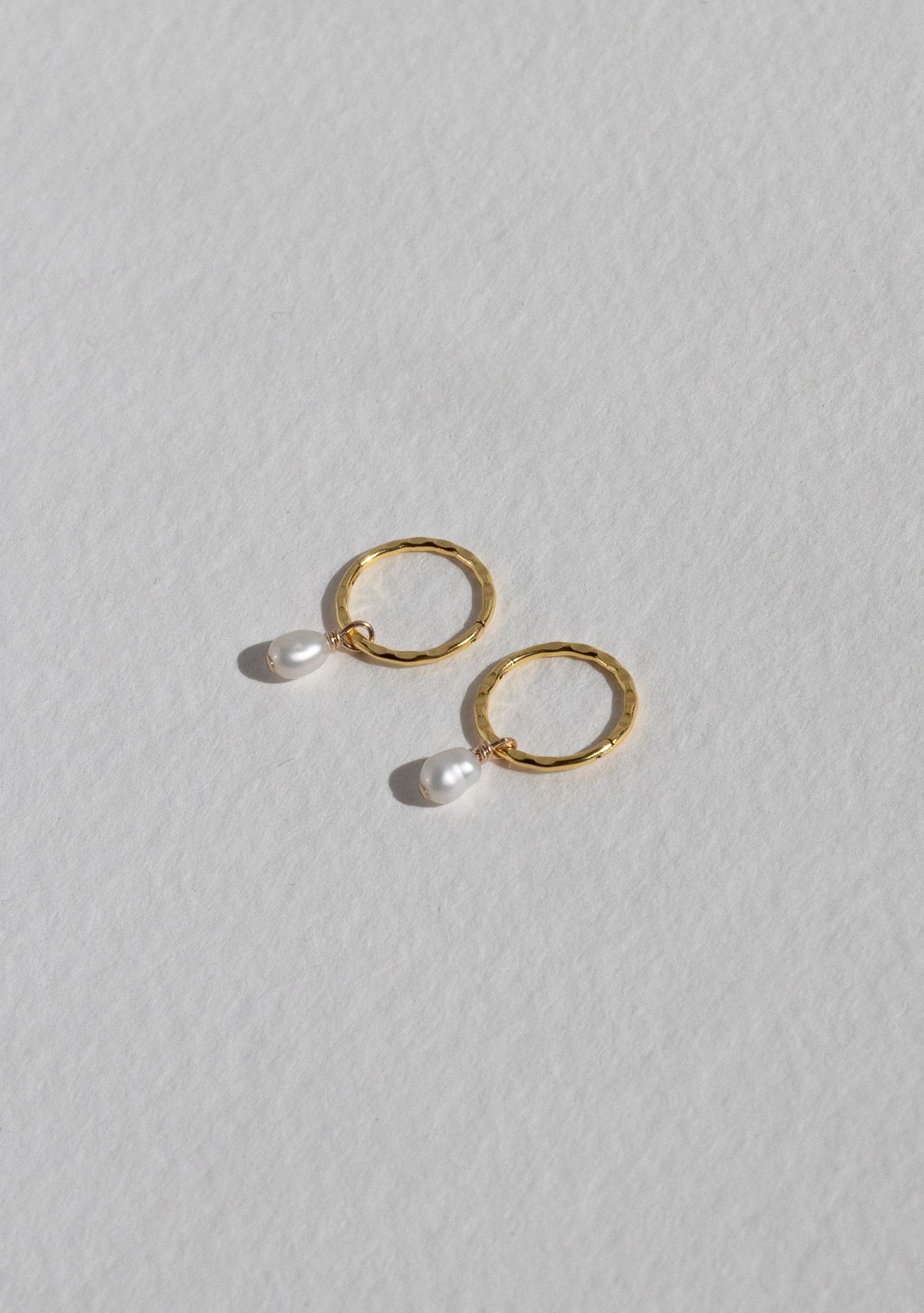 Mini Pearl Hoops - Gold