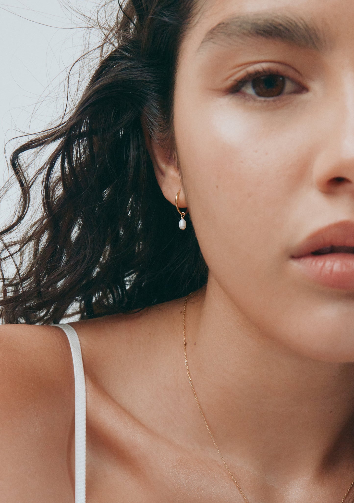 Mini Pearl Hoops - Gold