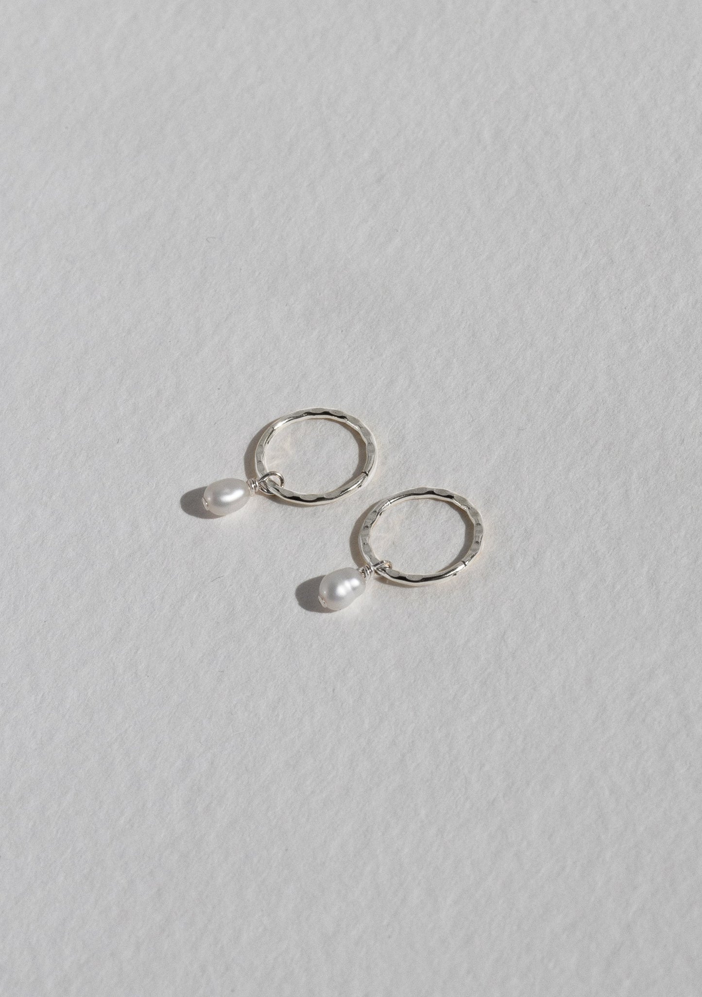 Mini Pearl Hoops - Silver