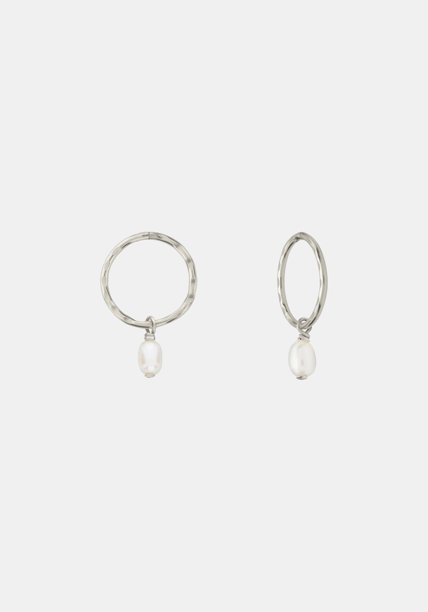 Mini Pearl Hoops - Silver