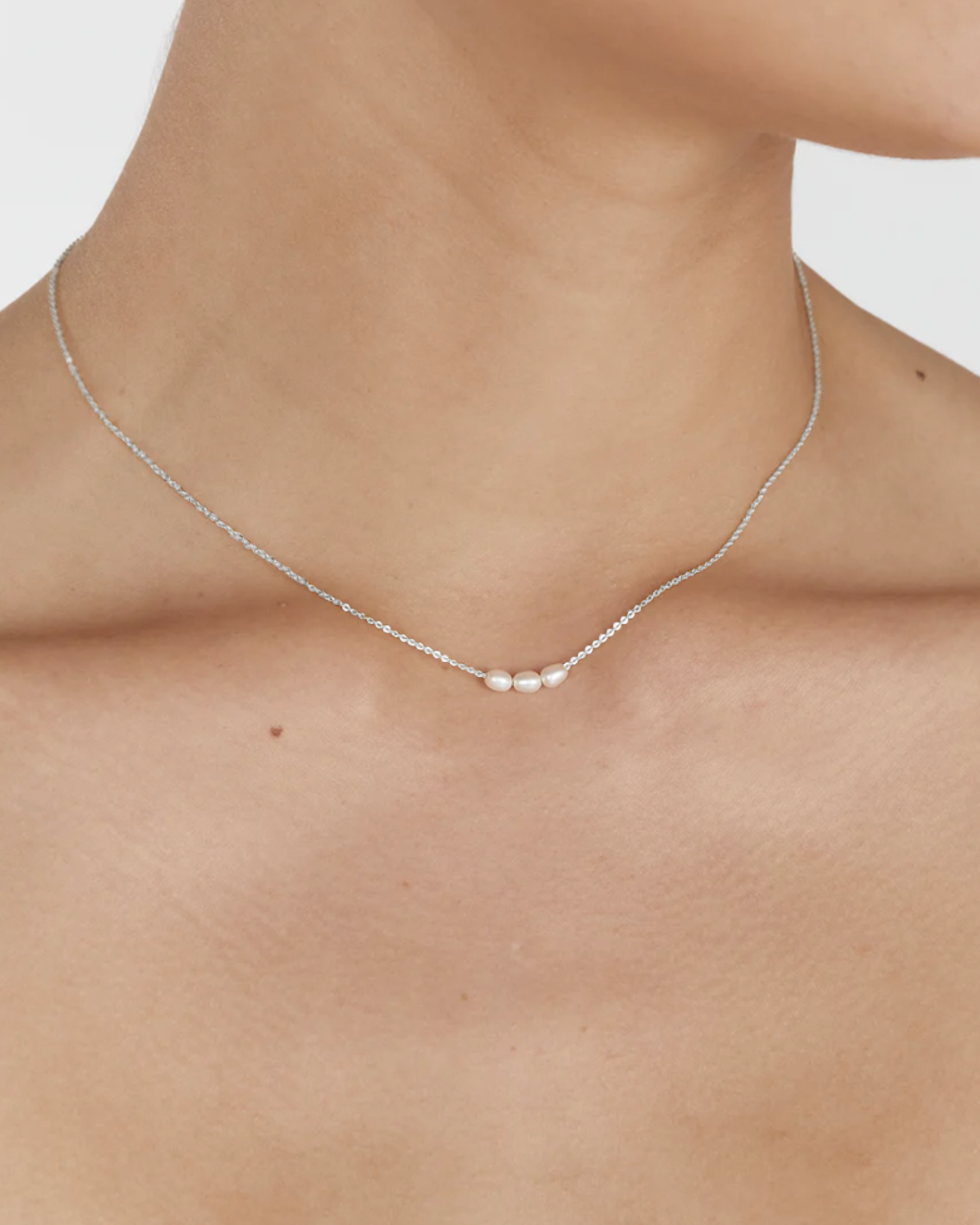 Mini Pearl Necklace - Silver