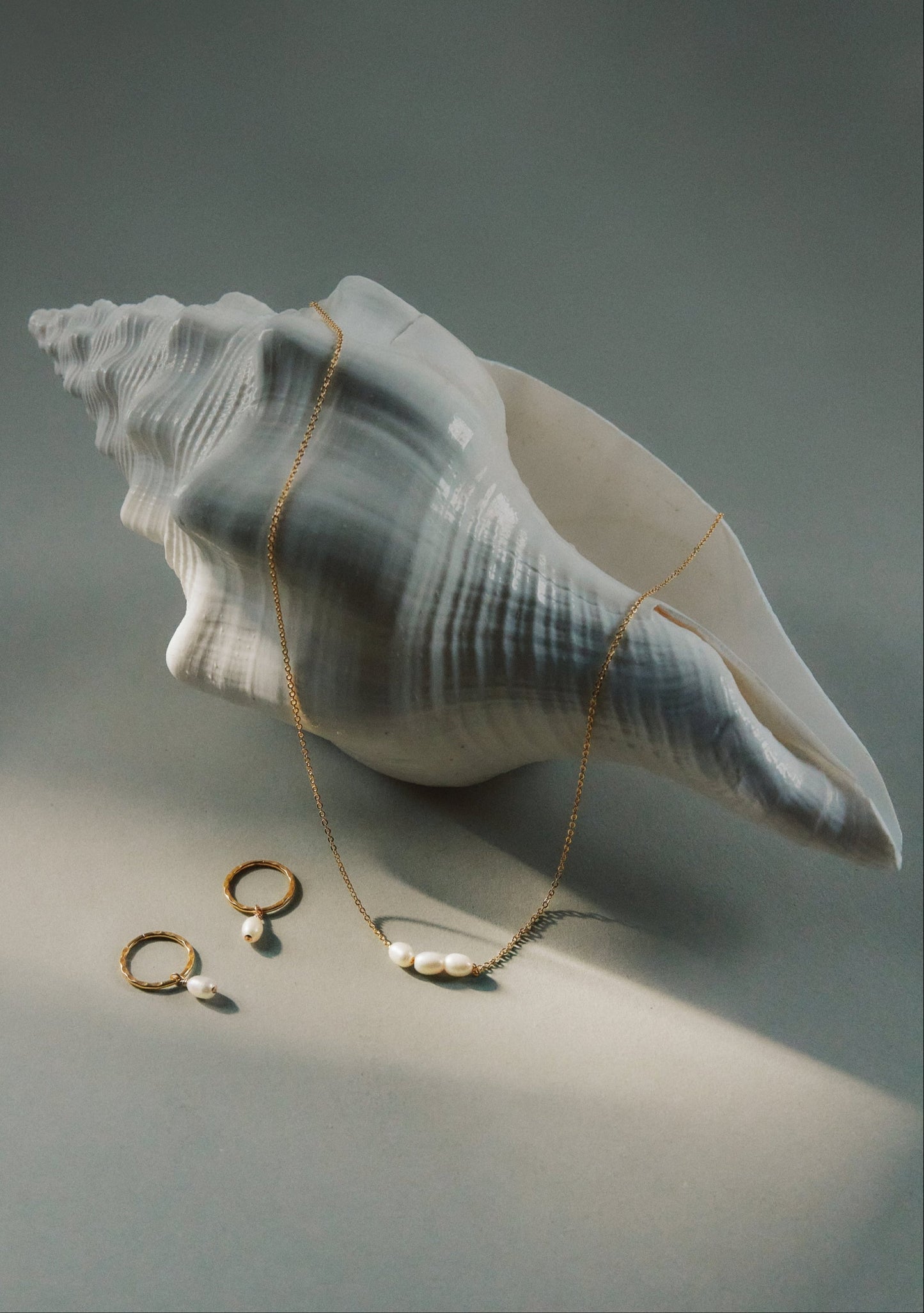 Mini Pearl Hoops - Gold