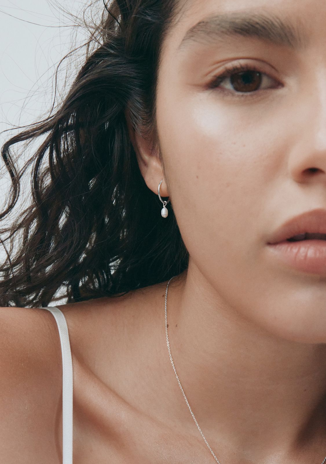 Mini Pearl Hoop - Single - Silver