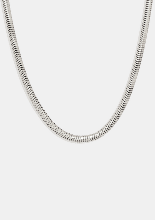 Oslo Round Snake Chain Necklace - Silver