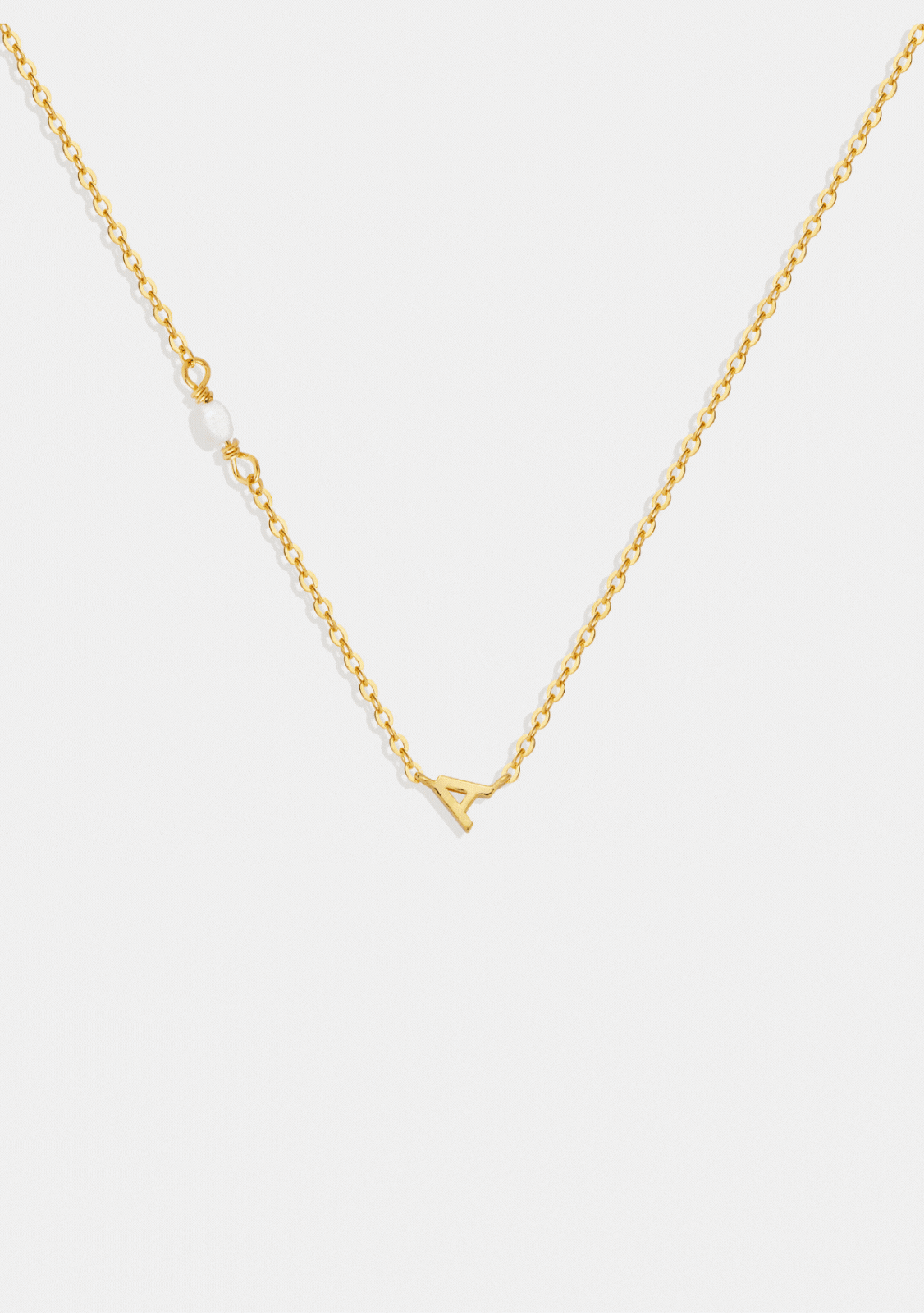 Pearl Letter Necklace - Gold