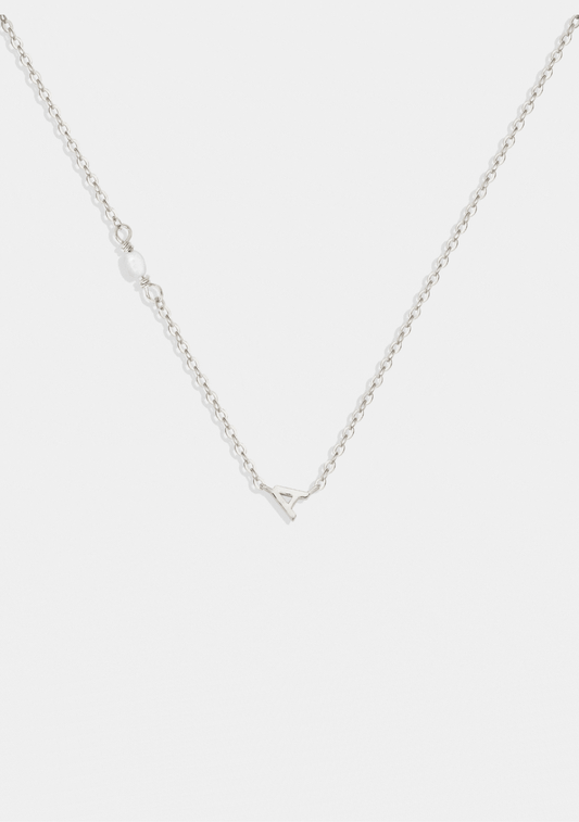 Pearl Letter Necklace - Silver