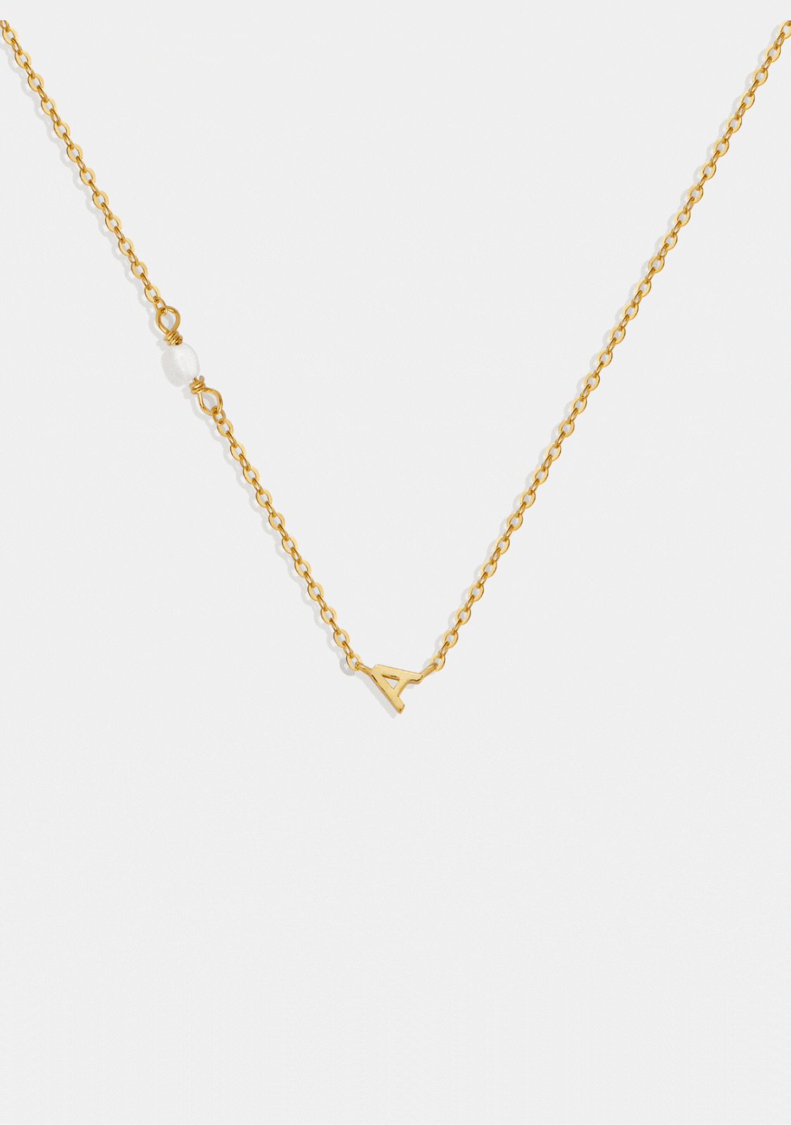 Pearl Letter Necklace - Gold