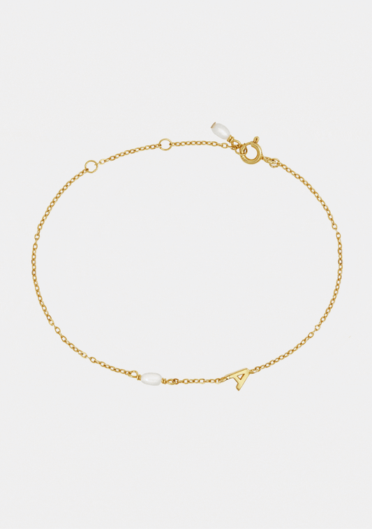 Pearl Letter Bracelet - Gold
