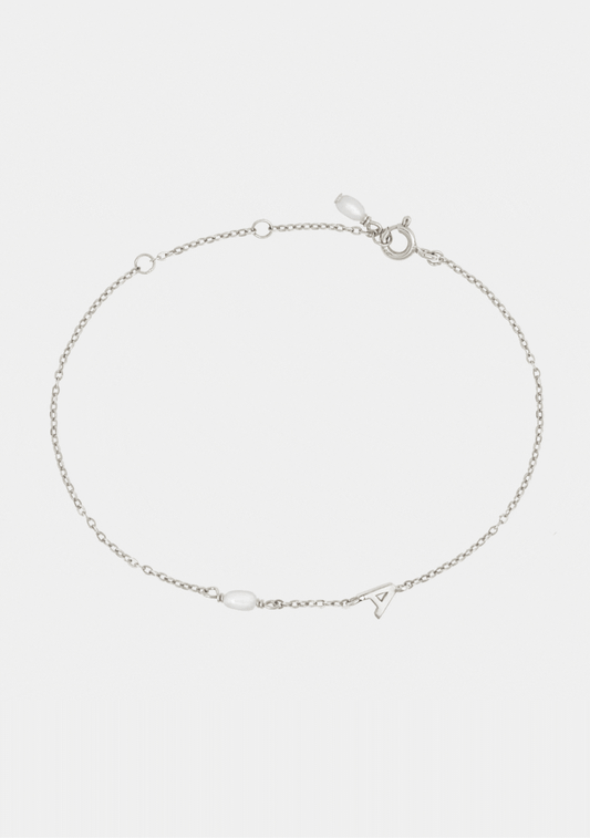 Pearl Letter Bracelet - Silver