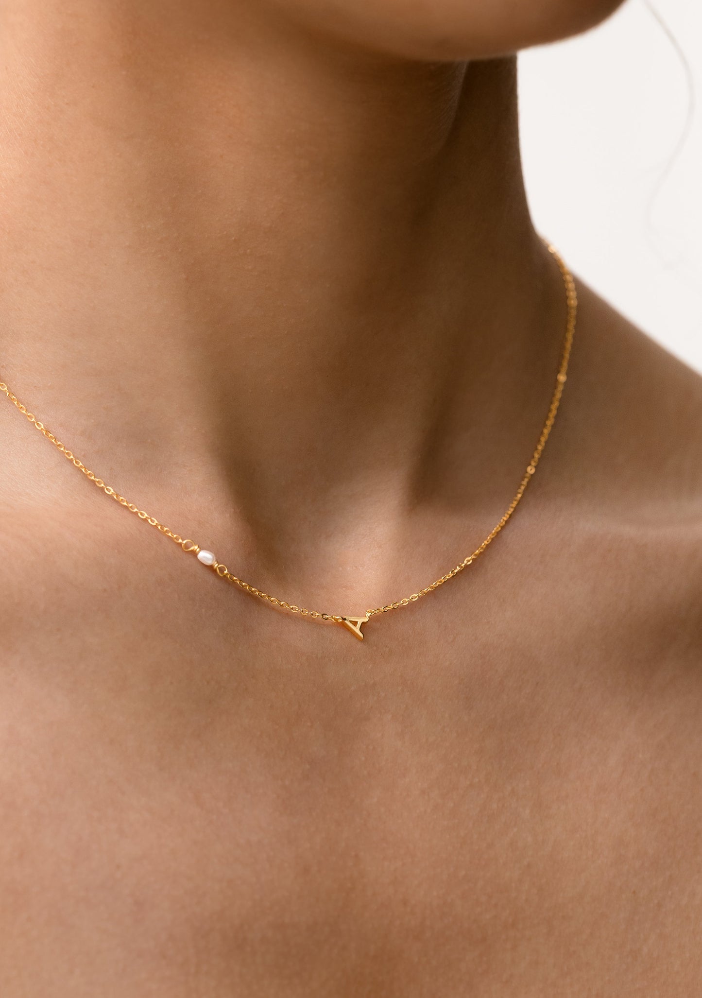 Pearl Letter Necklace - Gold