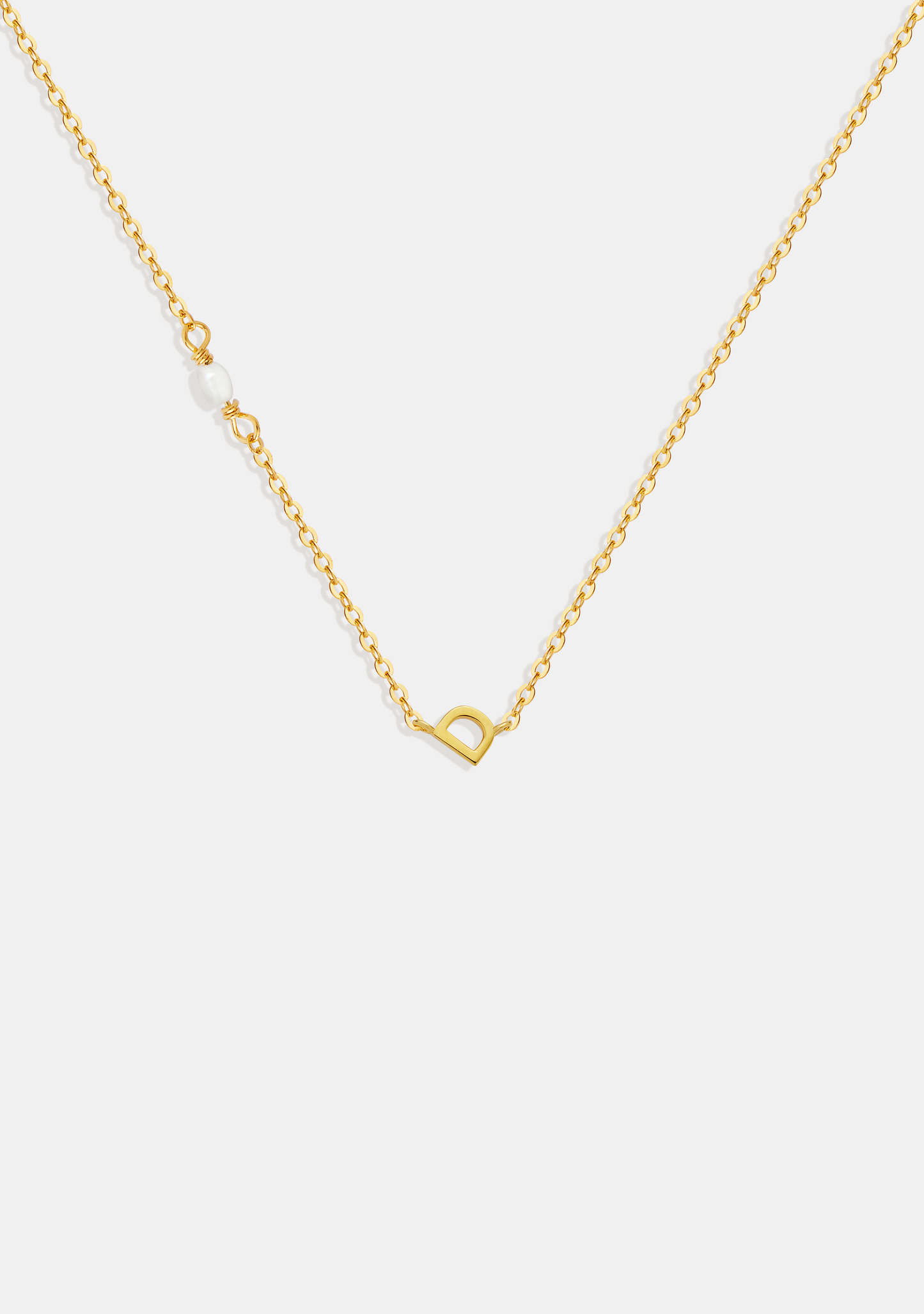 Pearl Letter Necklace - Gold