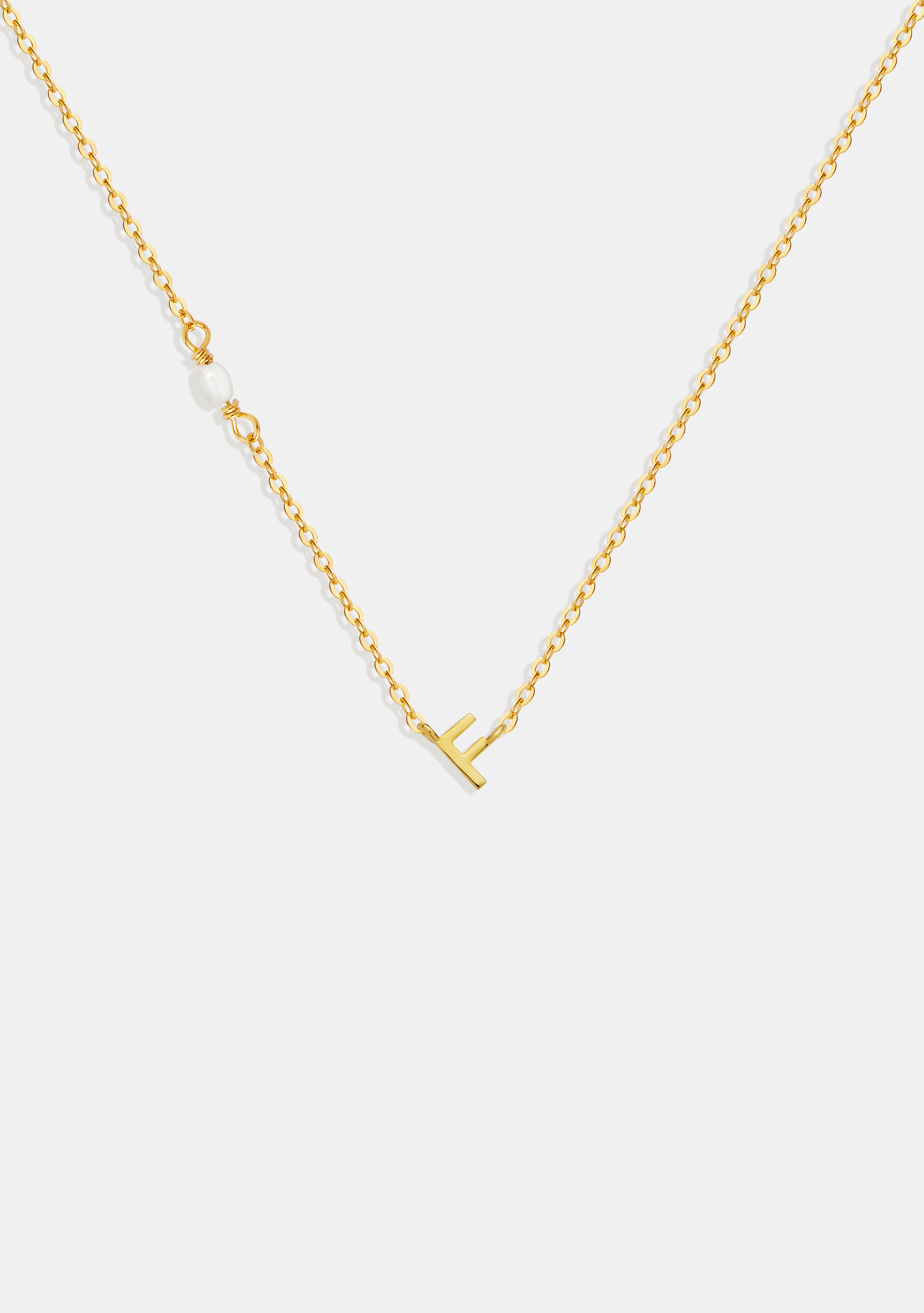 Pearl Letter Necklace - Gold