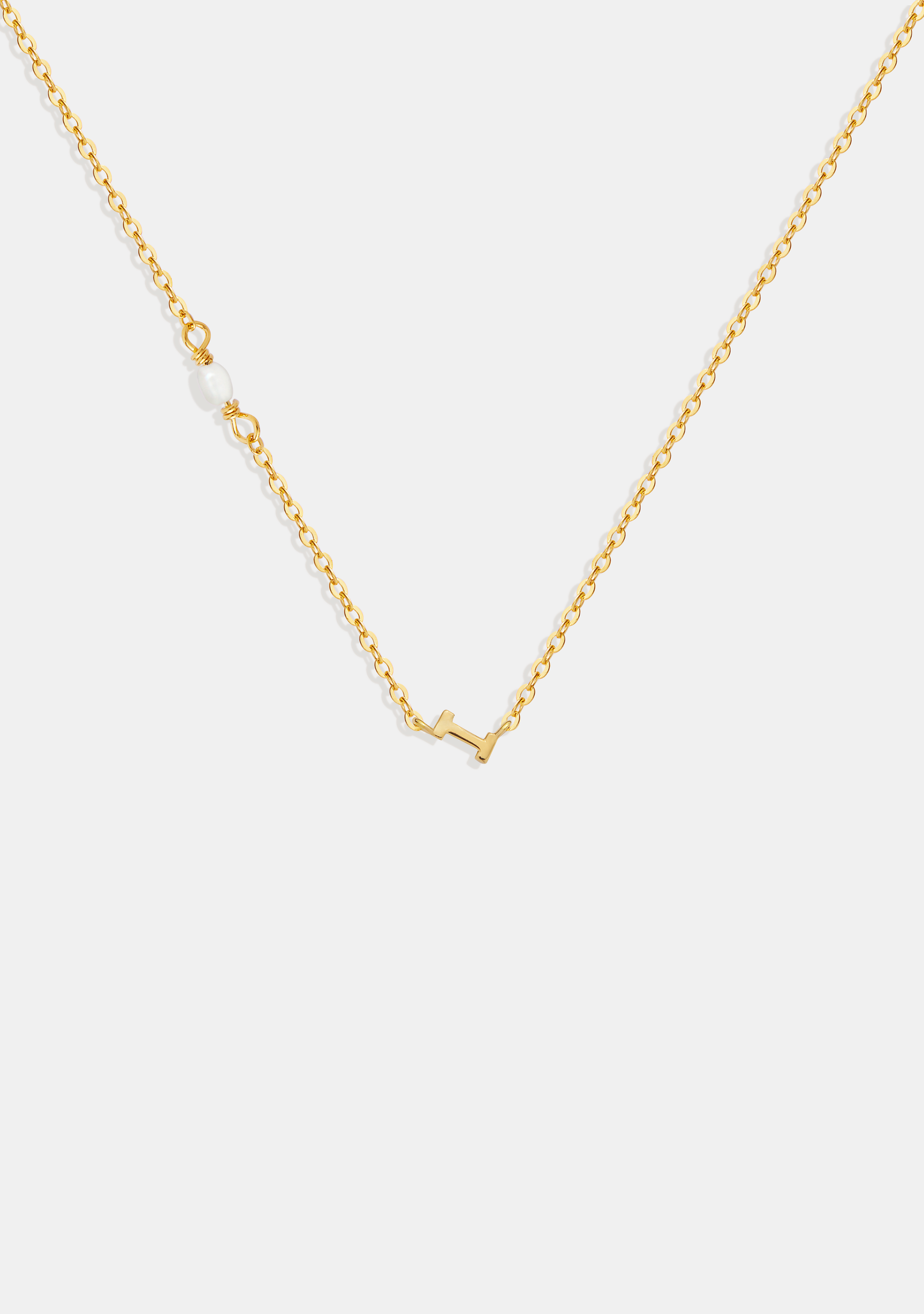 Pearl Letter Necklace - Gold