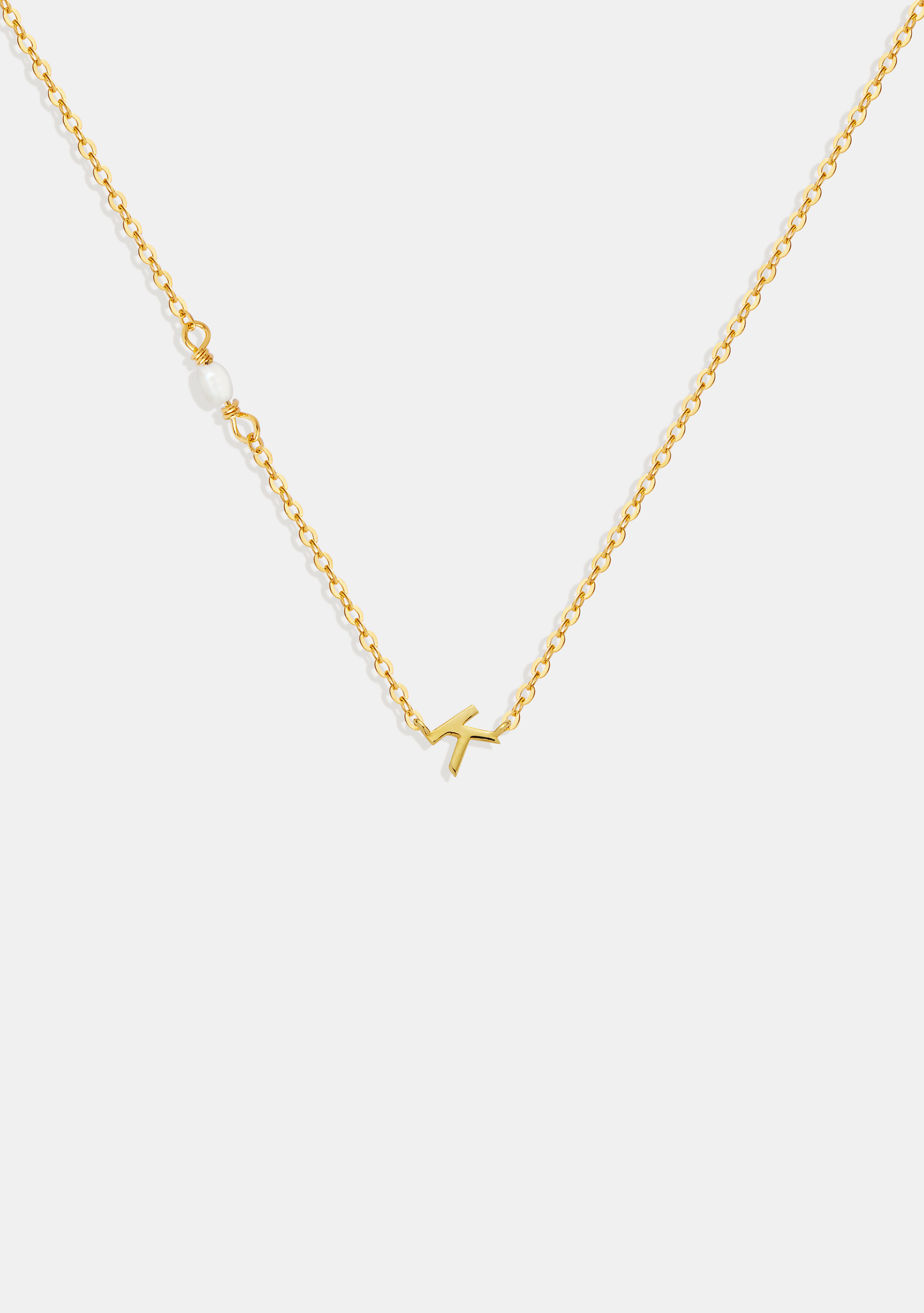 Pearl Letter Necklace - Gold
