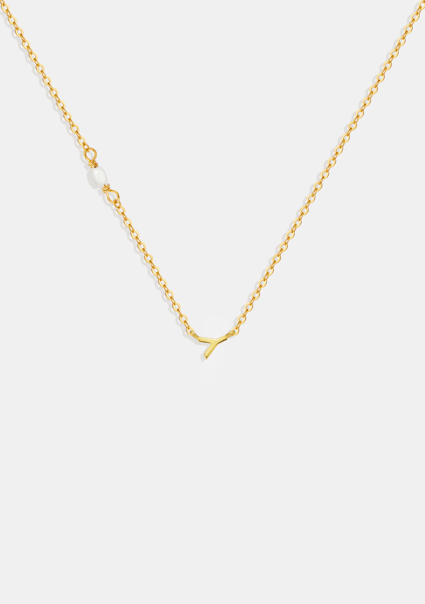 Pearl Letter Necklace - Gold