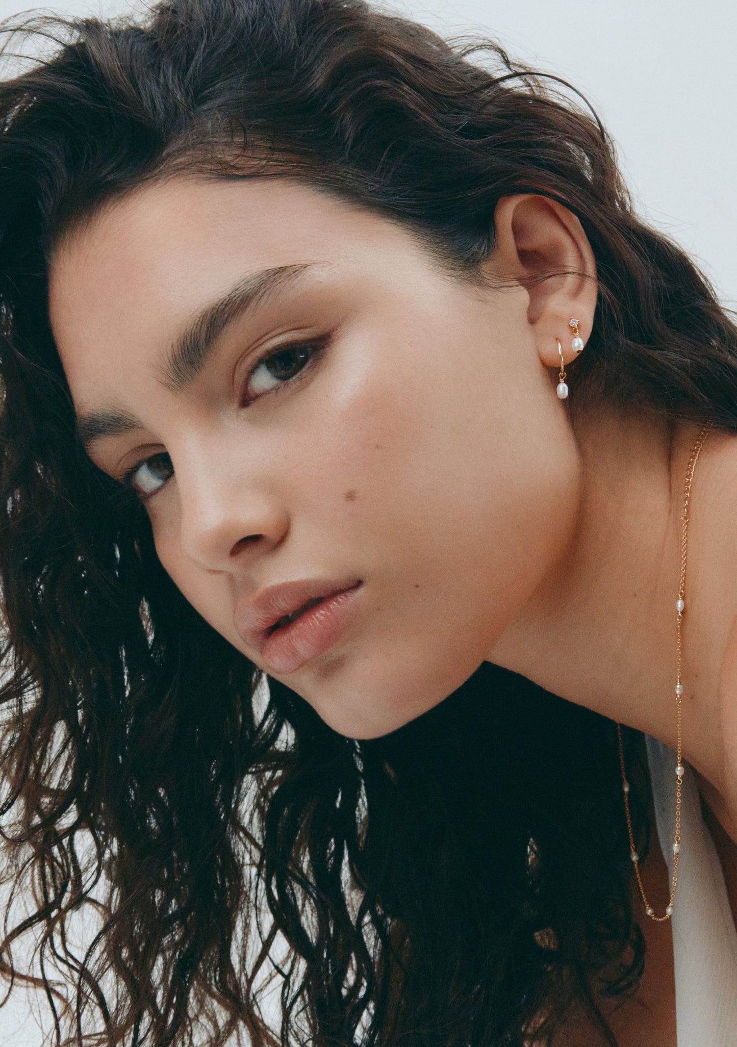 Mini Pearl Hoops - Gold