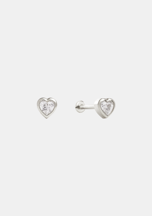 True Love Flat Back Studs - Silver
