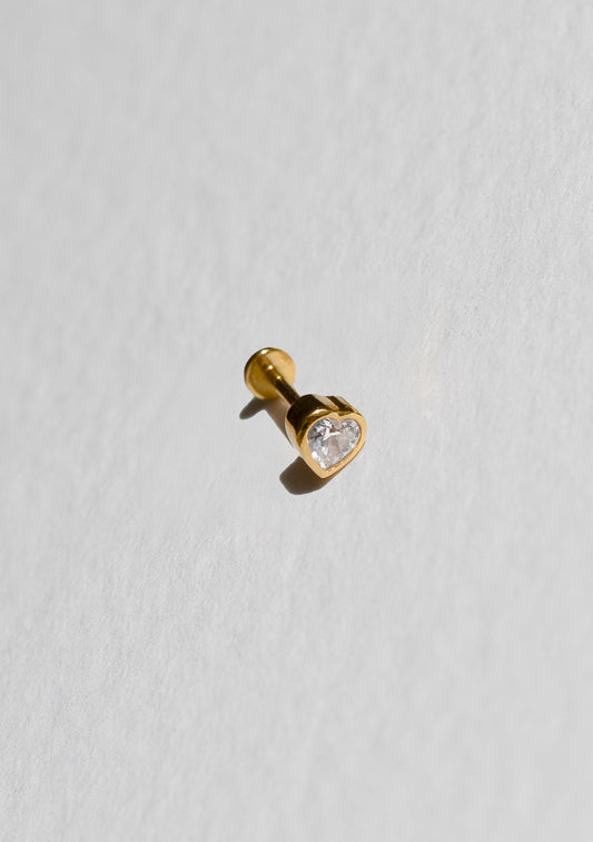 True Love Flat Back Stud - Single - Gold