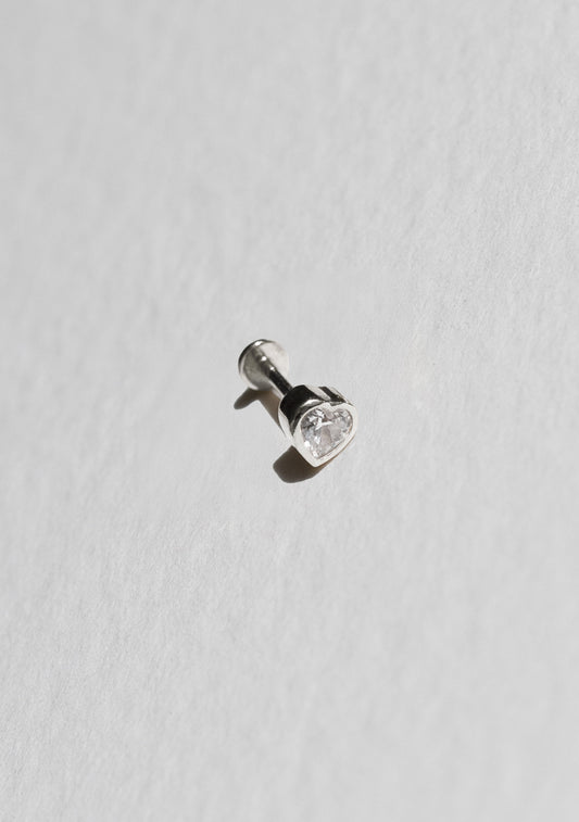 True Love Flat Back Stud - Single - Silver