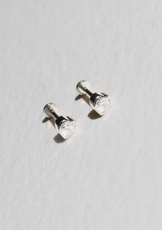 True Love Flat Back Studs - Silver