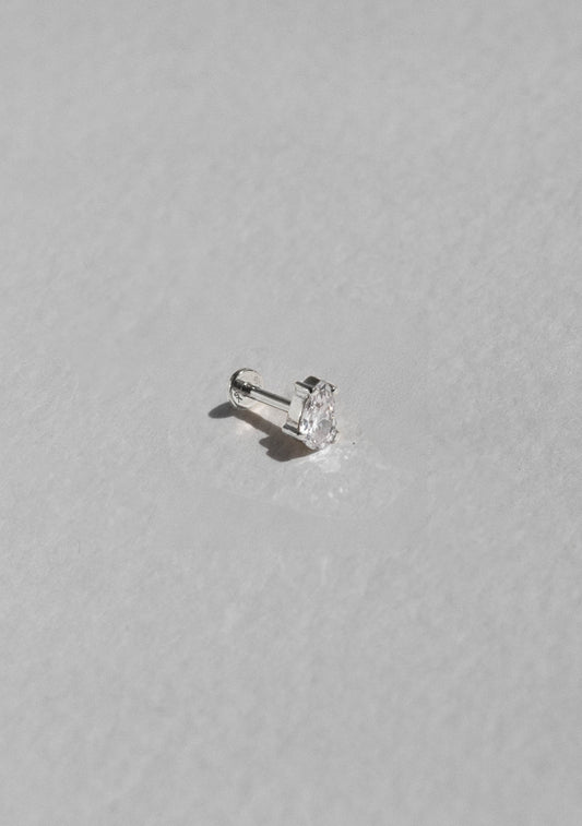 Valentine Flat Back Stud - Single - Silver