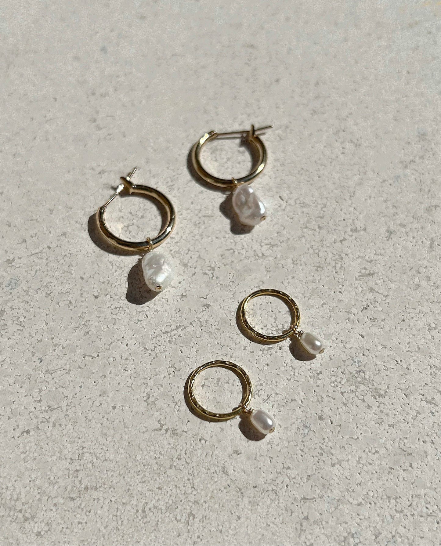 Mini Keshi Pearl Hoops - Gold